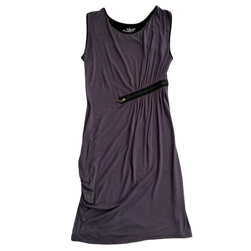 POOF Gray Black Zipper Sleeveless Mini Dress Small
